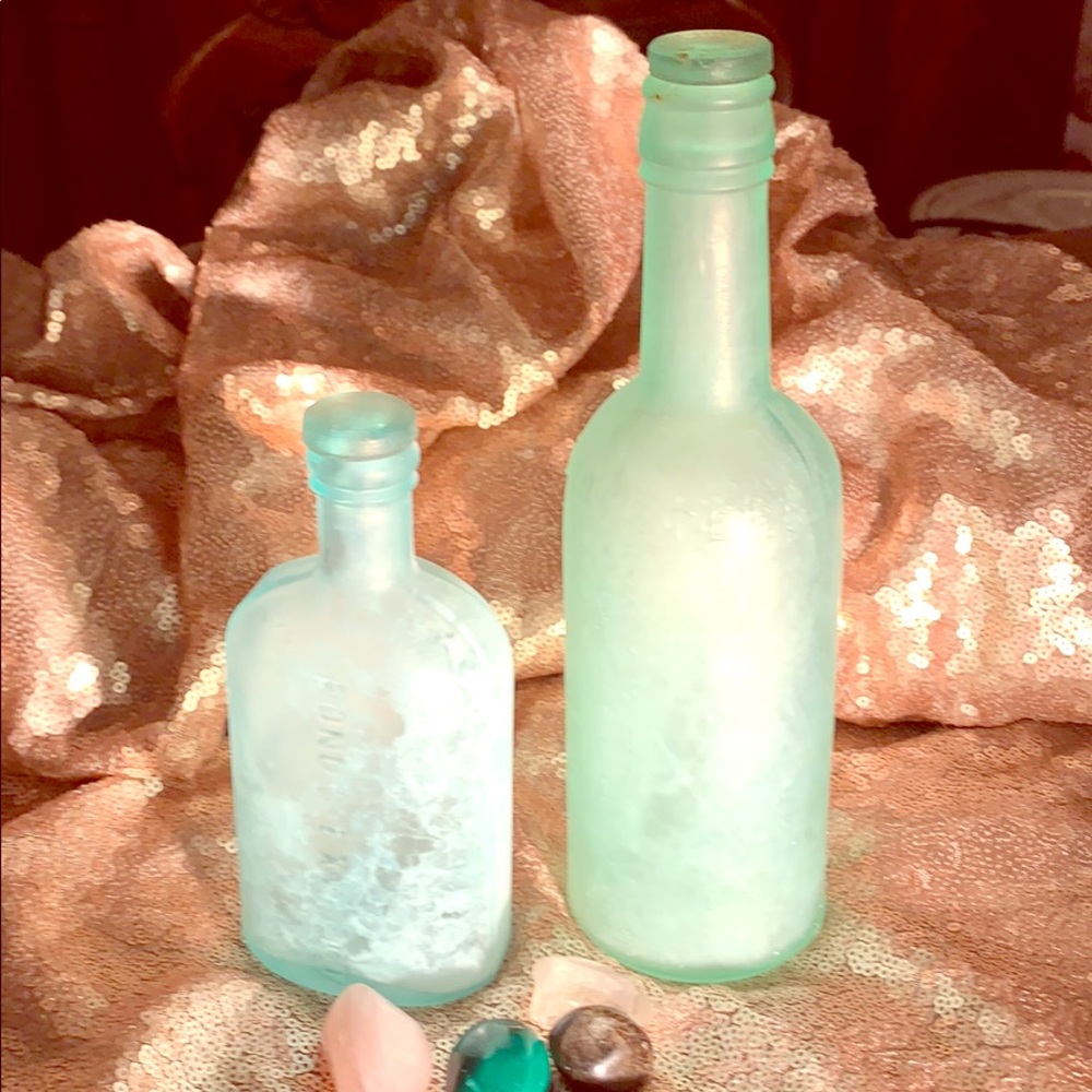 Antique glass bottles. Sea glass